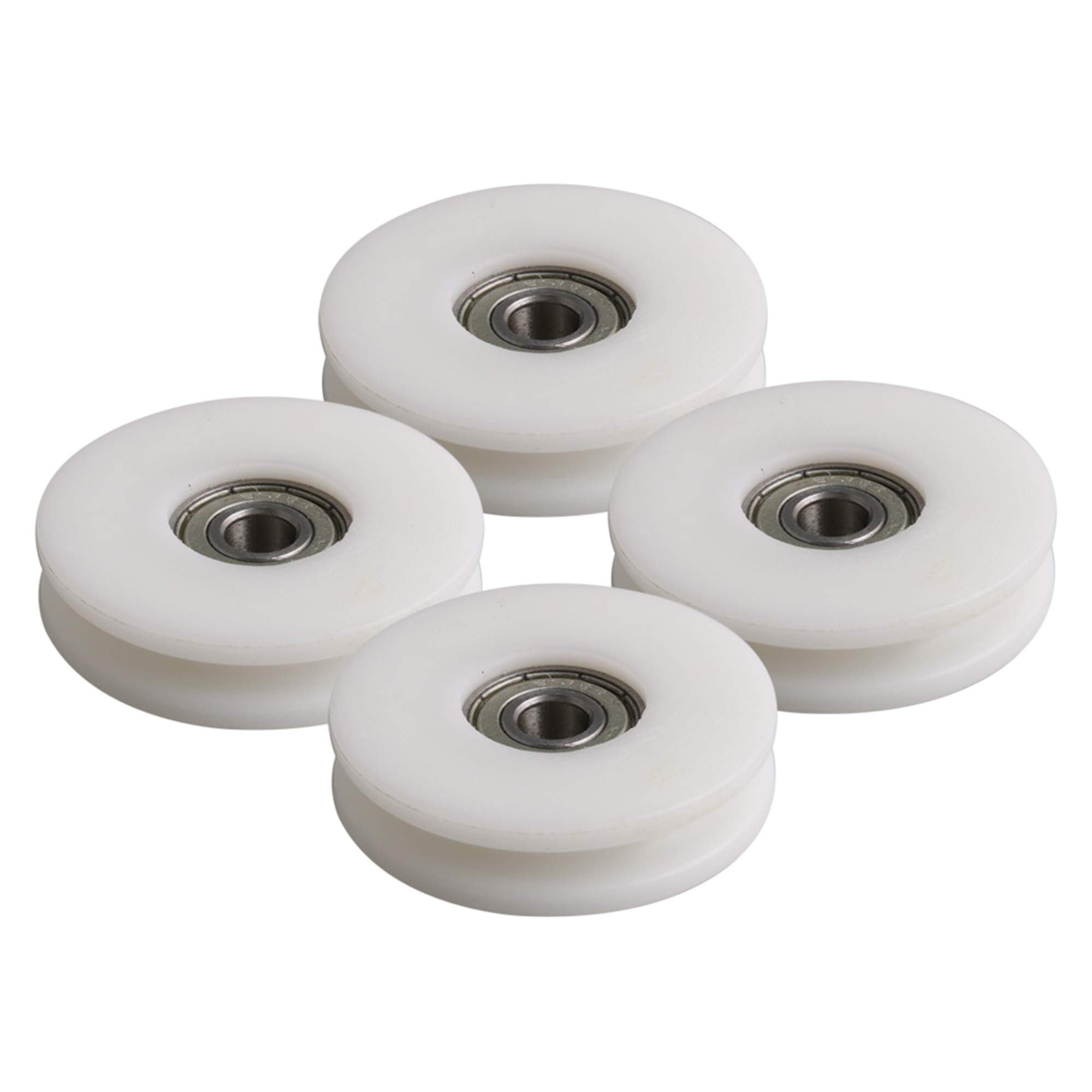 CNBTR Plastic Steel Bearing U-groove Pulley Wheel 50mm Dia Max-loading 99KG Pack of 4