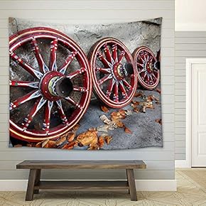 Bulgarian Wagon Wheel Paint - Fabric Wall Tapestry Home Decor - 51x60 inches
