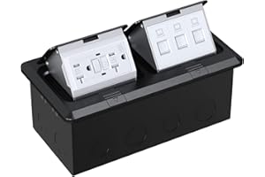 WEBANG Dual Pop-Up Floor Box Electrical Kit, 20A Tamper Resistant Duplex Receptacle Outlet, 3-Port RJ45 Datacom Receptacle, E