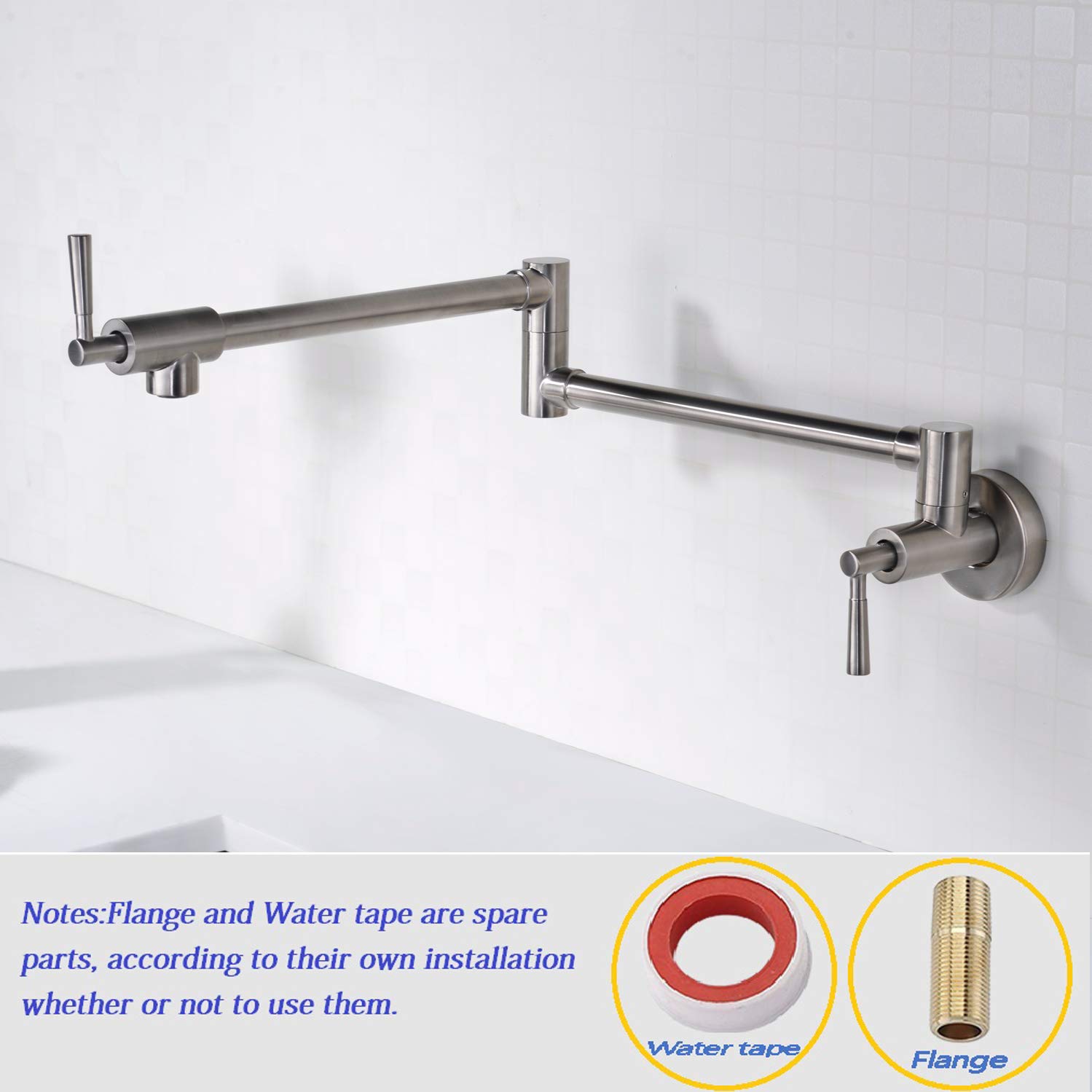 LAZADA Commercial Brass Pot Filler Faucet Folding Stretchable Double