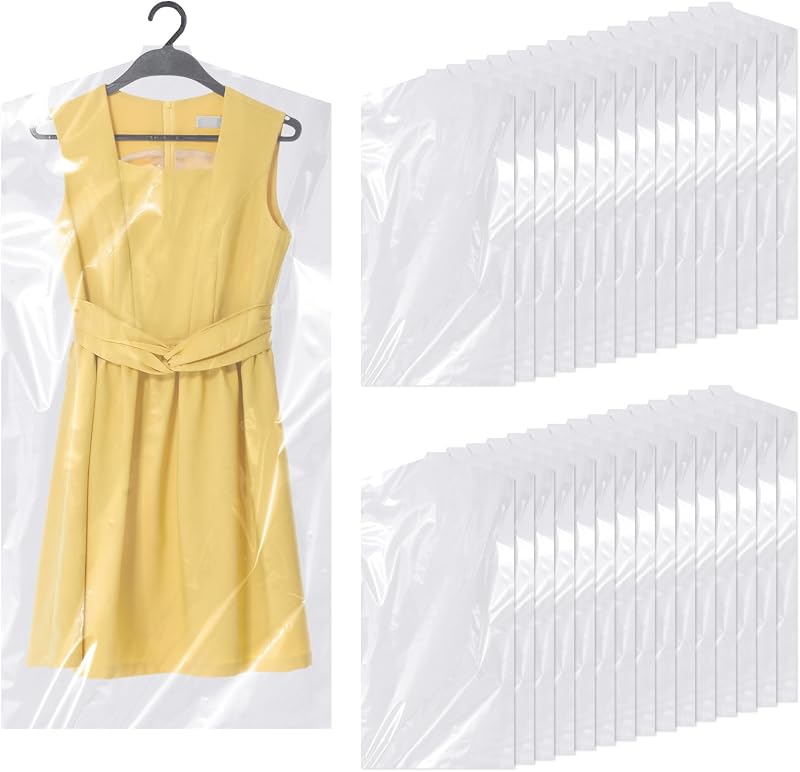 Hejo 30 Pack Plastic Clothes Covers 60x120cm Clear Garment Bags Dust Proof