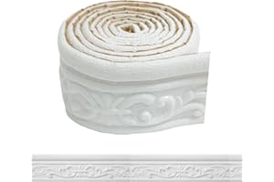 WADILE 90"x 3.1" Crown Molding Peel and Stick, Flexible Wallpaper Border Wall Trim Border, Self Adhesive Mirror Moulding Frame Lines, 3D Edging Foam Ceiling Baseboard, White
