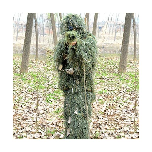 DONG 3D Tarnanzug Ghillie Suit Kind Waldland Camouflage Paintball, Fotografie Der Wild LebendenTiere,Green-OneSize – Bild 7