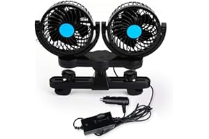 Electric Car Cooling Fan, for Rear Passenger Seat - Zento Deals Dual Head Rotatable 12V Air Ventilation Silent Cooling Fan for Car Headrest 360 Degree Rotation Speed Regulation Kids Safe Design Premiu