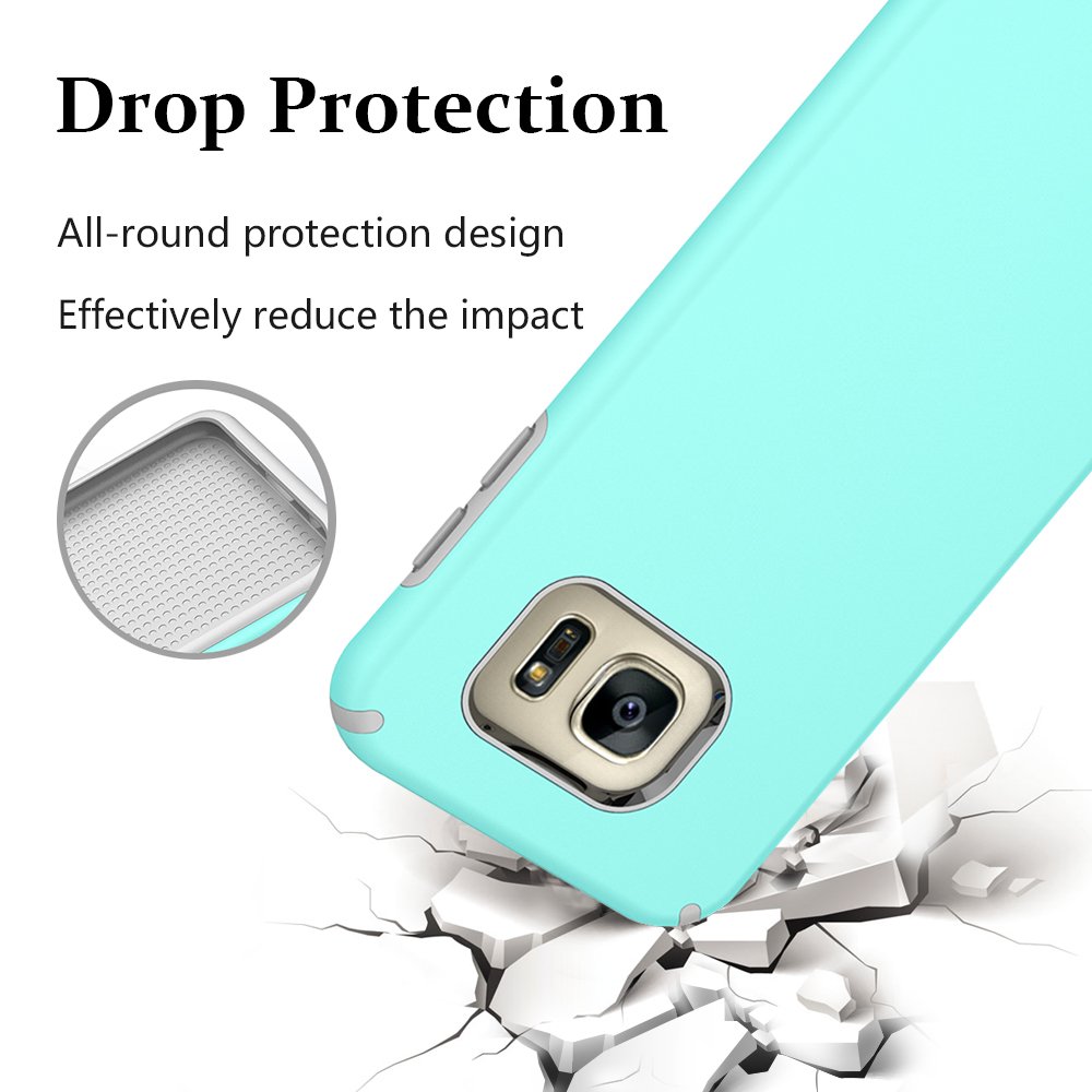 S7 Edge Case, Galaxy S7 Edge Case, MagicSky Slim Corner Protection Shock Absorption Hybrid Dual Layer Armor Defender Protective Case Cover for Samsung Galaxy S7 Edge (Cyan)