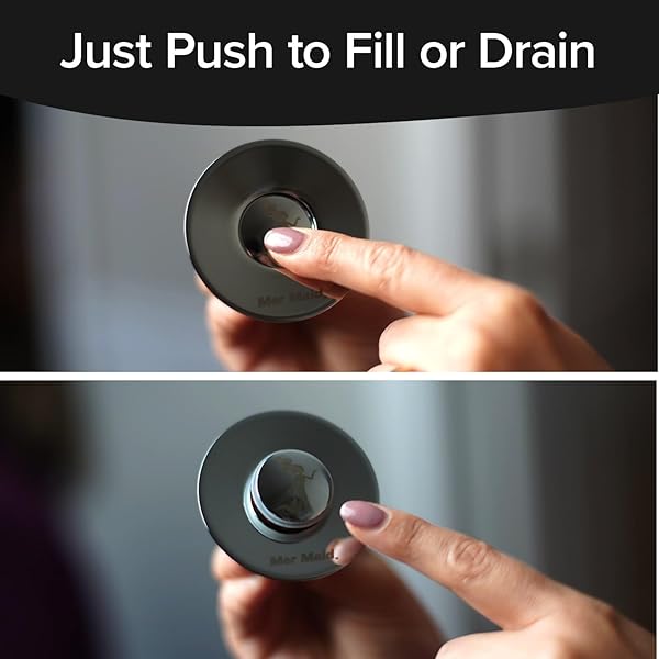 MER-MAID DRAIN MAGIC AS-SEEN-ON-TV REPLACE BROKEN OR MISSING BATHROOM DRAIN STOPPERS IN SECONDS, NO TOOLS, PUSH TO FILL, HAIR CATCHER PREVENTS CLOGS, WATERTIGHT SILICONE SEAL,CHROME PLATED SOLID BRASS
