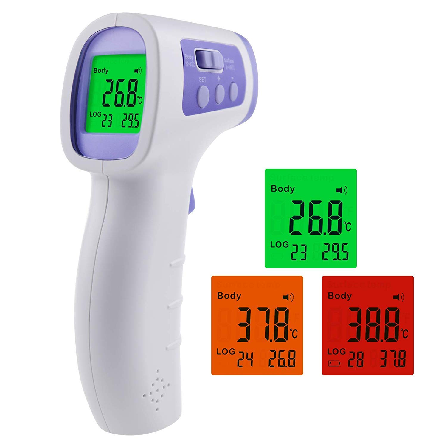 NonContact Digital Infrared IR Thermometer Electronic Tester Surface Temperature TriColor