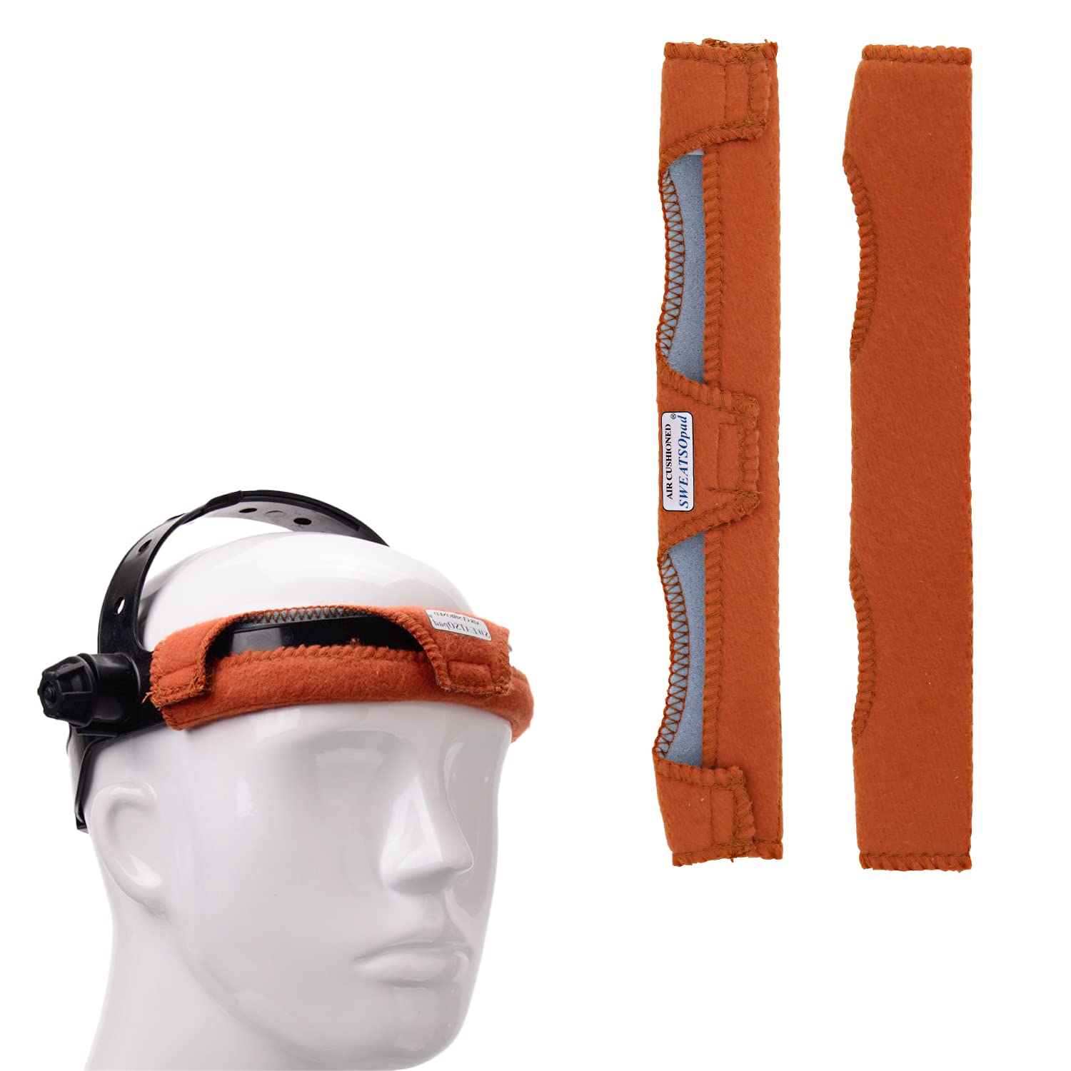 DBOO 2Pcs Helmet Sweatband, Antiperspirant Belt Hard Hat Welding Sweatband Air Cushion Sweatband Helmet Comforter Pad, Orange