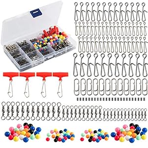 Alwonder Lot De 465 Bas De Ligne Pour Pêche En Mer Avec Pinces D’alimentation, Sertissages, Glissières à Glissière, Perles D’eau De Mer