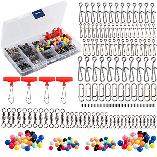 Alwonder Lot De 465 Bas De Ligne Pour Pêche En Mer Avec Pinces D’alimentation, Sertissages, Glissières à Glissière, Perles D’eau De Mer