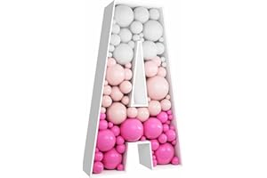 JW PASSION - PREMIUM QUALITY, MADE WITH PASSION 3FT Tall Mosaic Balloon Frame Letters Big Marquee Light Up Letters DIY Kit for Birthday Party Wedding Backdrop Decor Letter A Pre-Cut Foam Board