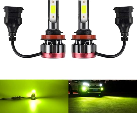Amazon Futwod フォグランプ H8 H9 H11 H16 Led フォグ レモンイエロー 黄色 黄緑 バルブ Ledフォグランプ 高輝度 Cobチップ 4000lm 2 Dc 12v 車用 Ledバルブ 2個入 フォグランプ 車 バイク