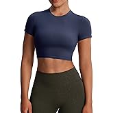 Aoxjox Short Sleeve Crop Tops for Women Classic Longline Baby Tee Workout T Shirt Top
