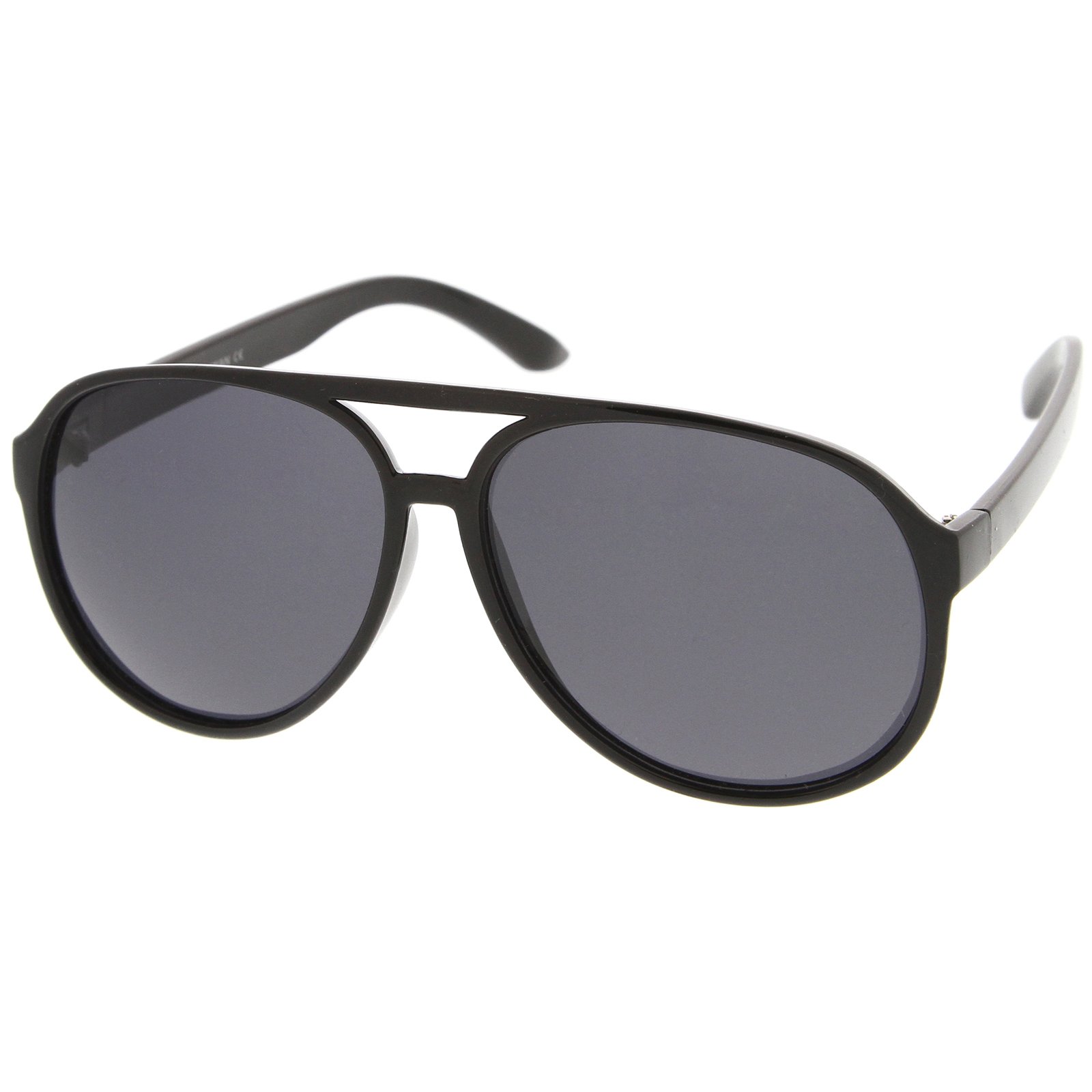 Zoom Classic Sunglasses Plastic Aviator Tear Drop Shape with Double Brow, Black