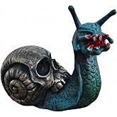 JaeyiTfu Halloween Snail Skull Resin Statue, Creepy Horror Snail Ornament with Skull Shell, Unique Home Decor for Halloween Party, Spooky Greenish - Blue Accent Piece