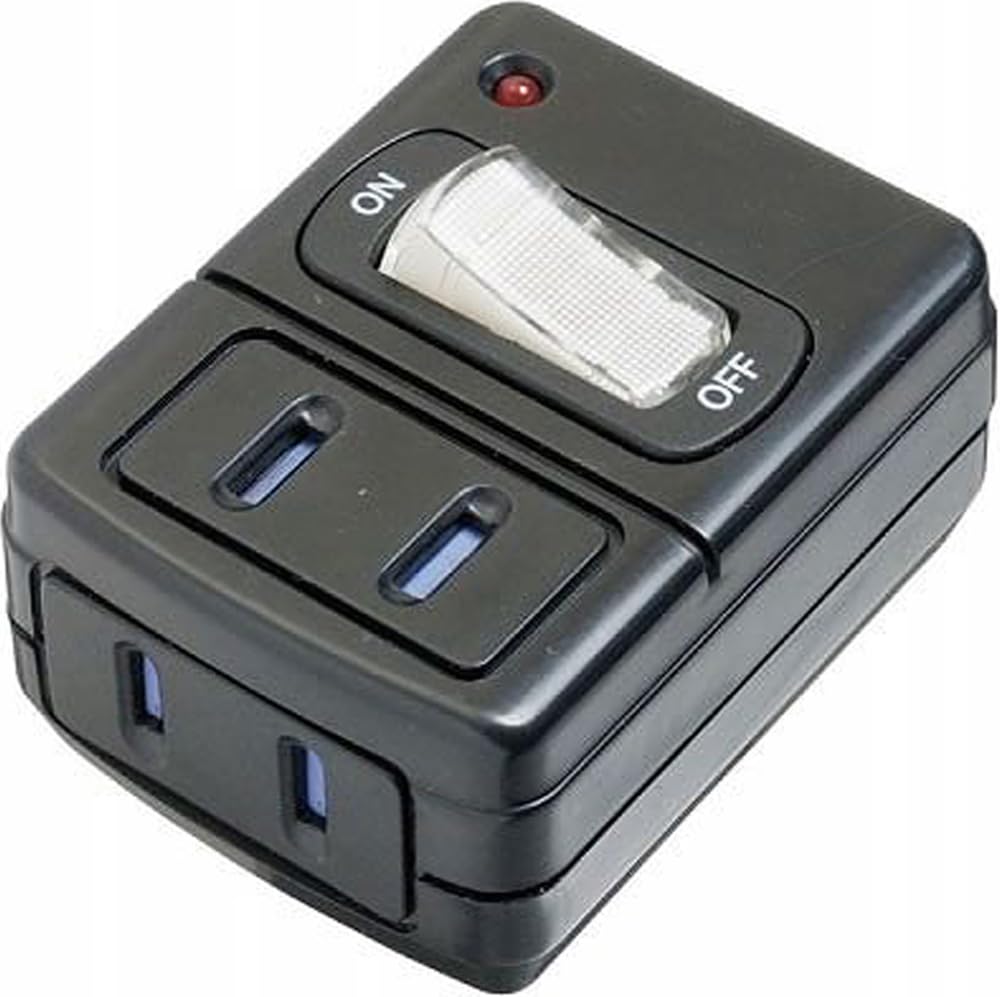 ヤザワ 雷サージ付省エネタップ2個口黒の商品画像