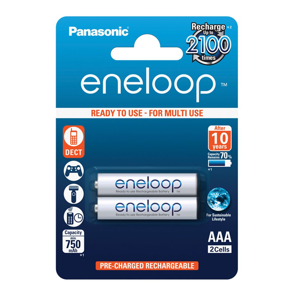 Panasonic eneloop BK-4MCCE/2BE Ready-to-Use AAA Batteries (Pack of 2) - Ni-Mh - 750 mAh