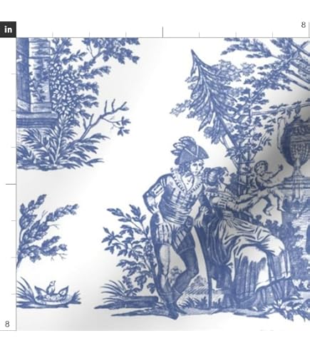 Coupon De Tissu Toile De Jouy Style Louis XV - 85 Cm De Haut X 48 Cm De Large - Tissu Français