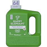 Happy Elephant Fabric Softener, White Tea & Fig Scent, Natural Biodegradable Liquid Fabric Softener, Plant Based, Softens Clothes & Reduces Static, Gentle on Skin, HE Compatible, 64 Fl Oz, 1 Pack