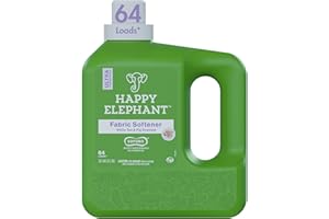 Happy Elephant Fabric Softener, White Tea & Fig Scent, Natural Biodegradable Liquid Fabric Softener, Plant Based, Softens Clothes & Reduces Static, Gentle on Skin, HE Compatible, 64 Fl Oz, 1 Pack