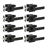 KNOBWELL 8 Pack Door Handles Black, Passage Lever