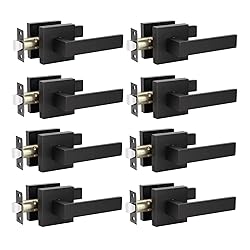 KNOBWELL 8 Pack Door Handles Black, Passage Lever