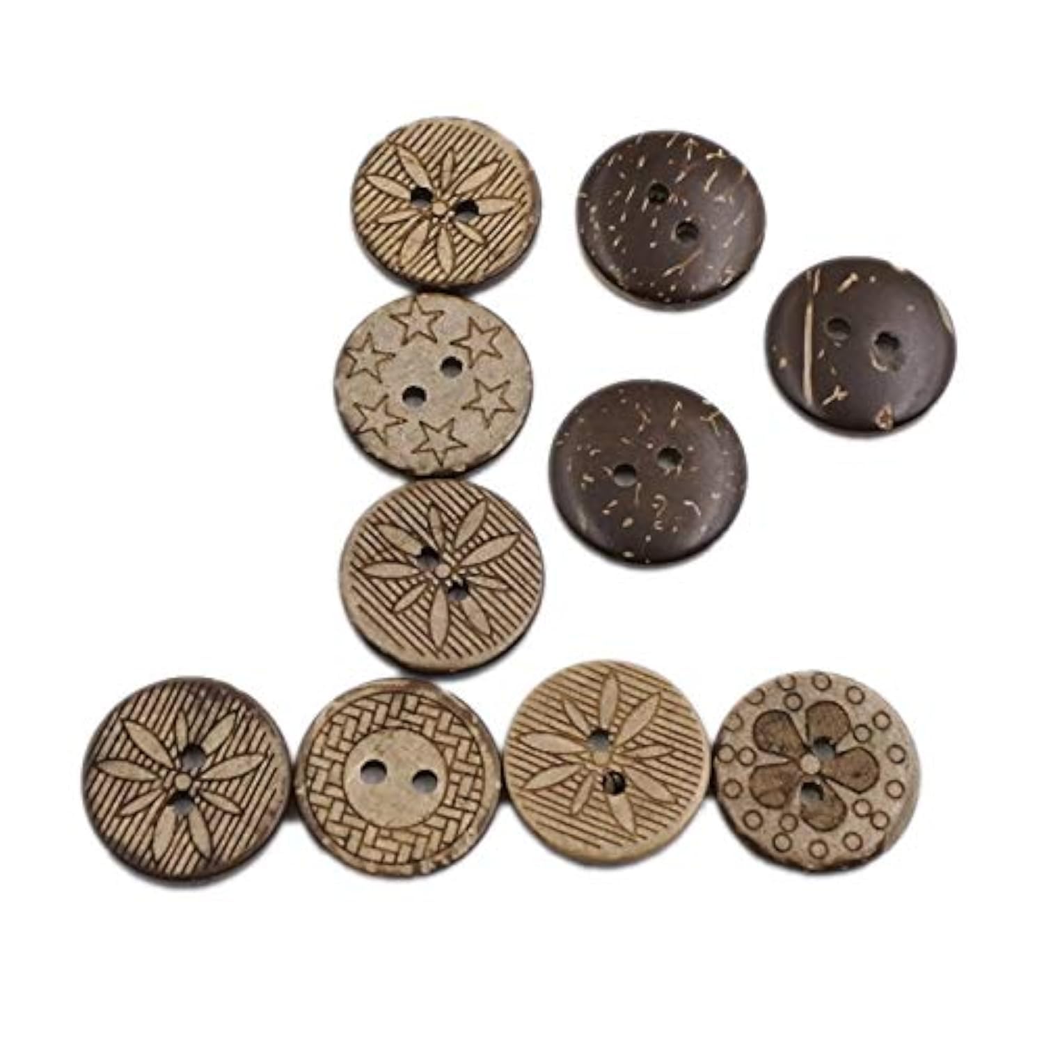NAMVO 100pcs 2 Holes Mixed Carving Coconut Sewing Button 18mm — image 1