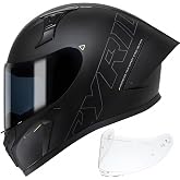 CYRIL Full Face Motorcycle Helmet DOT Approved for Adults, Street Racing | Swappable clear and tinted visors, lightweight 3.36 lbs build, 5-point ventilation, storage bag and washable lining