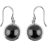 ARTISANJEWELS 925 Sterling Silver Dainty Earrings, Natural Black Star Onyx Gemstone Dangling Earring, Crystal Cabochon, Handmade Jewelry, Elegant Simple Earring, Gifts for Women & Girls