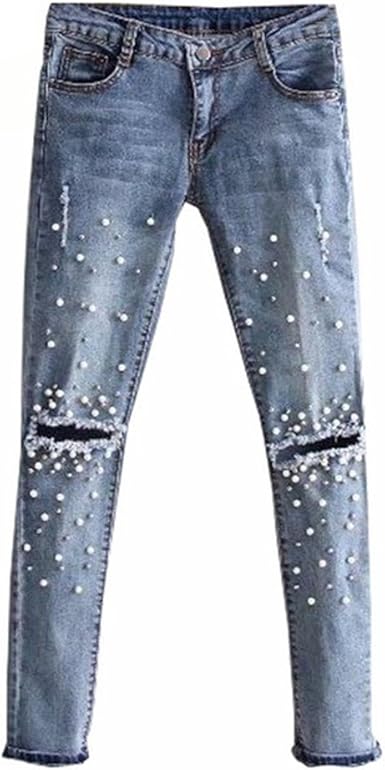 pearl embroidered jeans