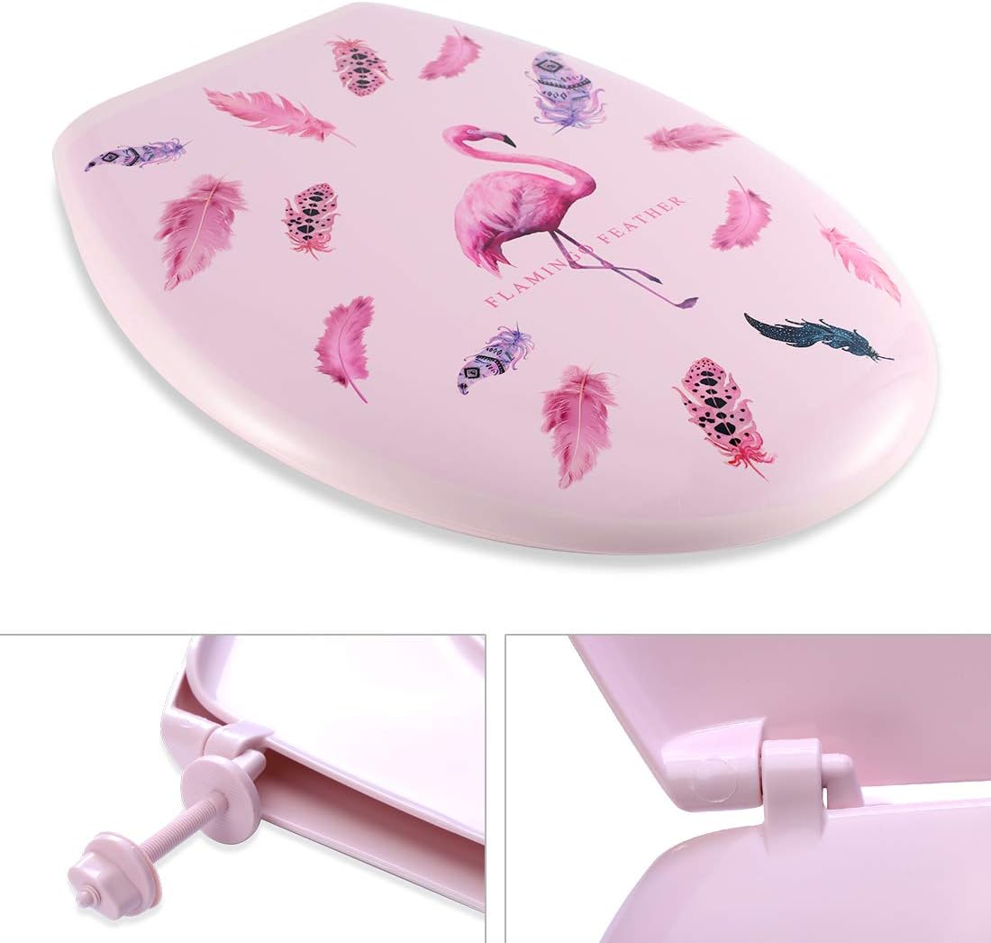 JOTOM Premium Quality Toilet Seat,Easy to Mount,Beautiful Printed Design Toilet Seats for Bathroom (Flamingo) - Image 3