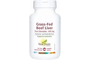 New Roots Herbal - Grass-Fed Beef Liver Pure Glandular 600mg, 180 Capsules 30-Day Supply - Helps to Maintain and Support Immu