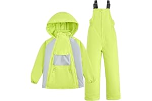 JiAmy Kids 2 Piece Snowsuit Set Winter Hooded Puffer Jacket & Snow Bib Pants Ultralight Outfit Boy Girl Ski Suits