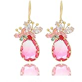 WASAIE Crystal Teardrop Dangle Butterfly Earrings for Women, Clear CZ Dangling Statement Earrings Jewelry Gift For Party