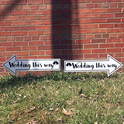 Wedding Directional Signs (2 pack) with 2 stakes per sign - 23"x9" - Corrugated Plastic