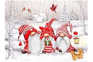 LVIITIS Christmas Diamond Painting Kits for Adults Beginner,Snowman 5D Diamond Art Dots Kits, DIY Full Round Drill Gem by Number Kits Arts and Crafts for Home Wall Decor 12 x 16 Inch (Red)