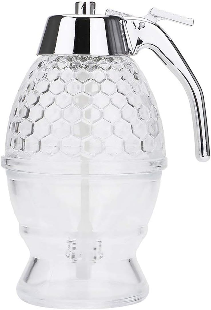Sunnyflowk Squeeze Bottle Honey Jar Container Bee Drip Dispenser Kettle Storage Pot Stand Holder Juice Syrup Cup Kitchen Accessories (clear)