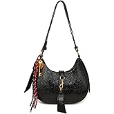 Small Crescent Shoulder Bags for Women, Mini Retro Tote Cute Leather Handbag Purse Underarm Clutch Purse with Zipper