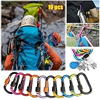 10 Pack Carabiner Clip, Aluminum Screw D Ring Locking Carabiner Keychain, D Shape Buckle Pack, Keychain Clip, Spring Snap Key Chain Clip Hook Screw Gate Buckle for Camping, Hiking, Fishing and Outdoor