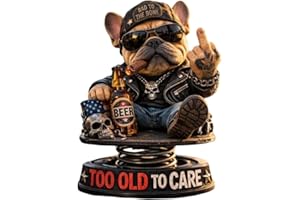 Too Old to Care Dashboard Bobblehead, Shaking Head Bulldog Figurine Car with Spring Base, Creative Dog Sculpture, Ornaments C
