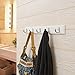 24-Inch Wall-Mounted Heavy Duty Coat Hooks, Natural Bamboo Wall Coat Rack, Towel Bag Key Holder Hanger Hook Rack for Entryway Bathroom (5 Hooks, White)