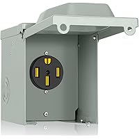 PAULINN Nema 14-50R Outlet Box, 50 Amp 125V/250V RV Power Outdoor Panel Enclosed & Lockable for Outdoor Receptacle, Weatherpr