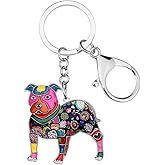 BONSNY Enamel Metal American Pit Bull Terrier Dog Keychains Key Car Purse Bags PETS Charms Gifts