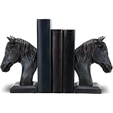 Tosstuki Set of 2 Horse Head Bookends Brown Antique Heavy Duty Book Ends Resin Decorative Art Bookends for Derby Day Vintage Home Office Desk Decoration Horse Lovers Gifts