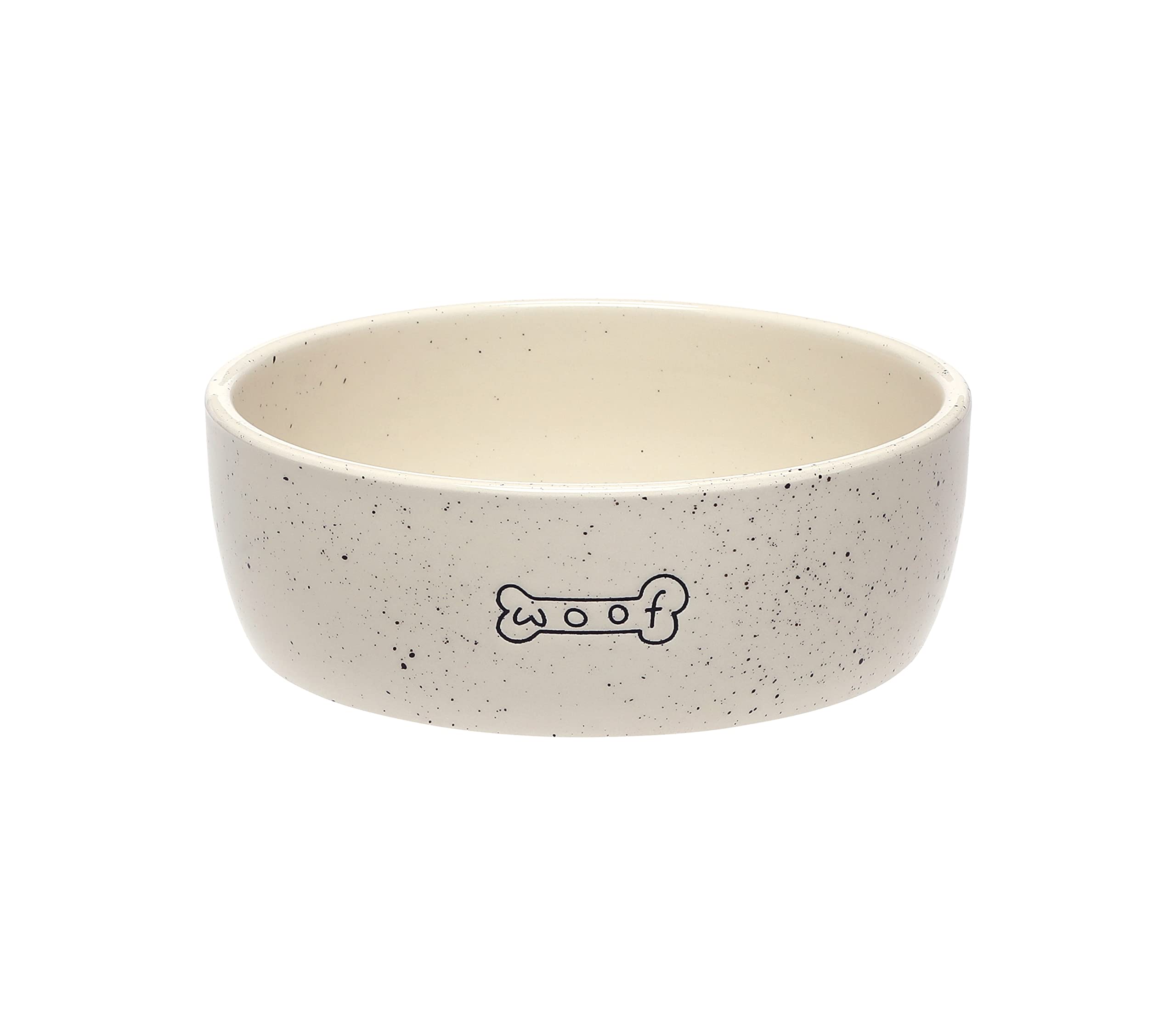 Photo 1 of Pearhead Woof Ceramic Dog Bowl, Gifts for Pet Owners, Holds 3 Cups, Dog Gift, Medium Water and Food Dish, Microwave and Dishwasher Safe