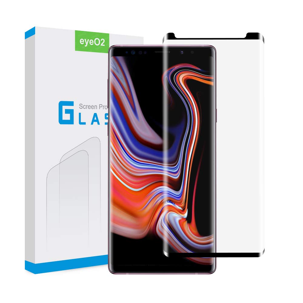 EyeO2 for Samsung Galaxy Note 9 Screen Protector 3D Curved Tempered Glass Film Anti-Scratch Anti-Fingerprint Full Cover Clear Edge Screen Guard Case Friendly