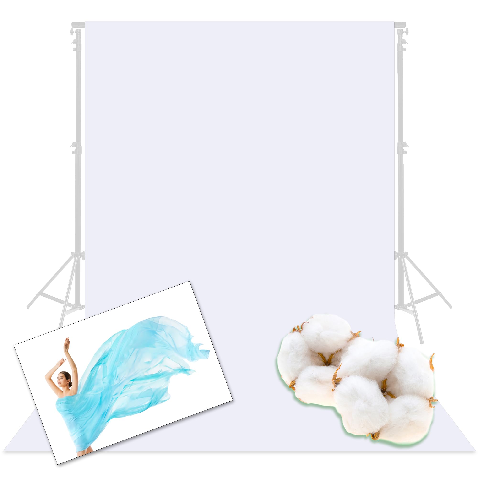 Photo 1 of Prism 100% Cotton Extra Thick Professional Photography Backdrop 5x9 ft White, Brushed for Low Light Reflectance and Bleed Through, Sustainable Organic Cotton Muslin with No Microplastic Shedding