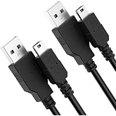 Vancle 2 Pack for PS3 Controller Charging Cable, 3.3ft Mini USB Cable for Sony PS3/ PS3 Slim/PS Move Controllers, TI84 Plus CE, MP3 Player, Digital Cameras