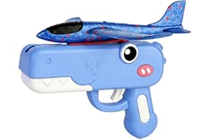 Dinosaur Foam Glider Launcher, Cute Dinosaur Glider Plane Flying, Fun Birthday Gifts, Easy to Launch Foam Aircraft (Blue)