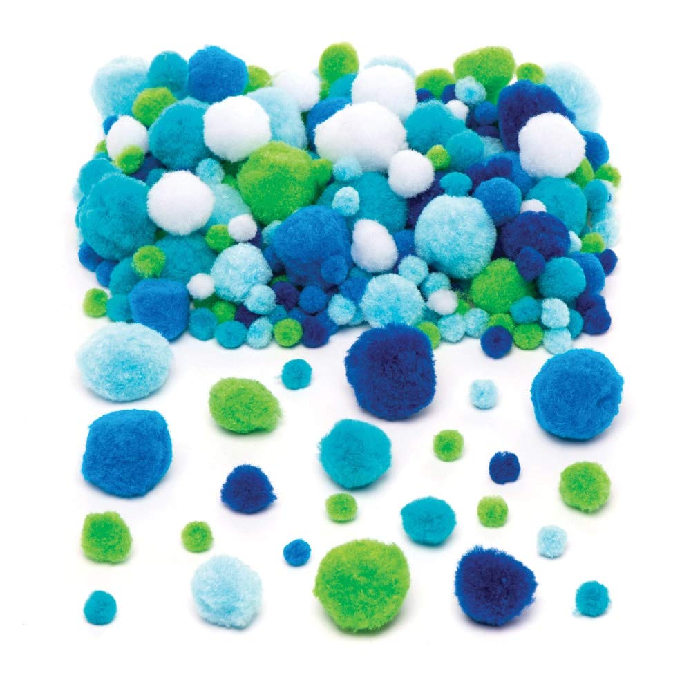 Baker Ross AW363 Ocean Colours Pom Value Pack of 200, Assorted